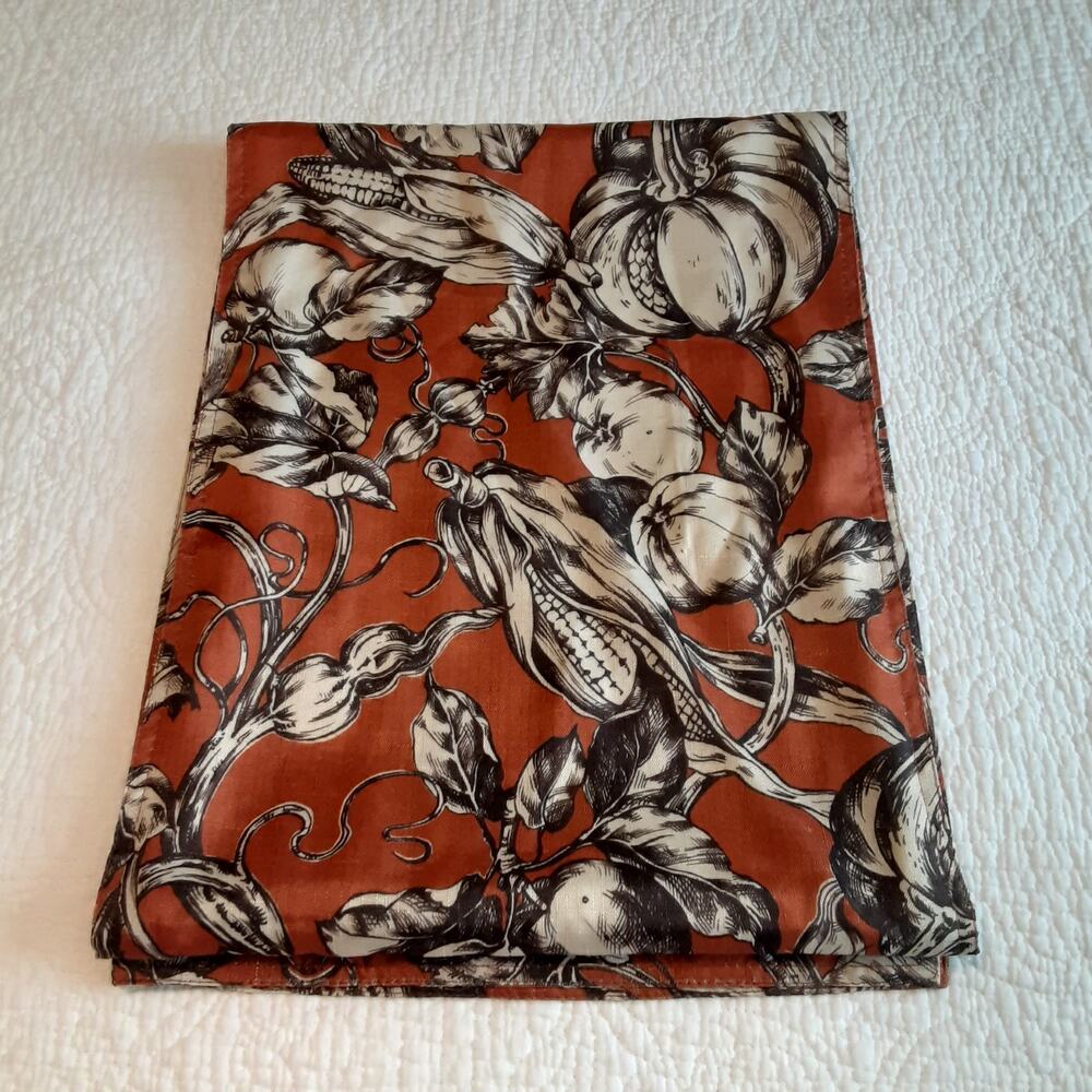 Double sided Fall Harvest Table Runner Pumpkins & Corn